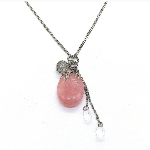 Chico's Jewelry - CHICOS Rose Quartz Statement Pendant & Necklace